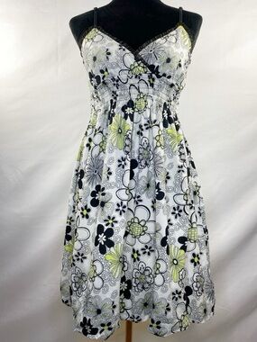 Vintage Y2K Speed Control Floral Babydoll Dress Smocked 100% Cotton Size Small